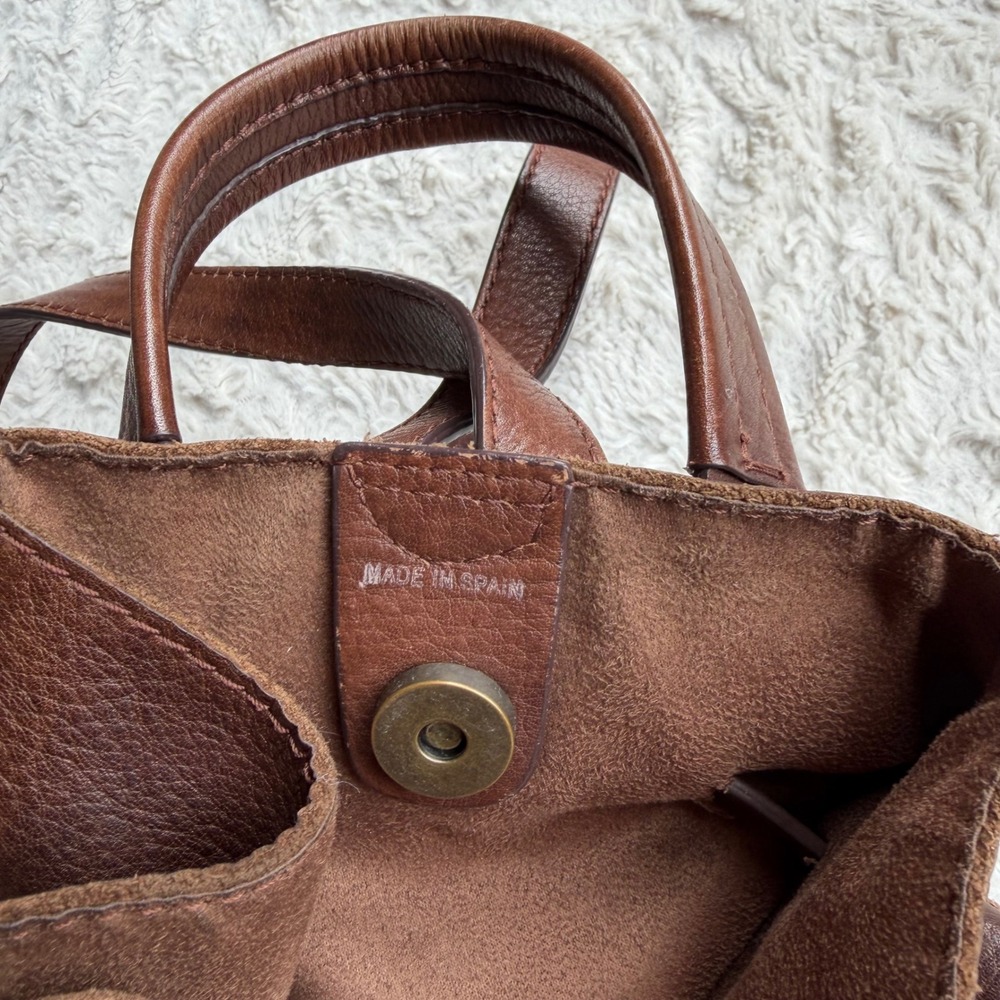 Pikolinos Brown Leather Drawstring Backpack Shoulder Bag Made in Spain Braided - Picture 9 of 14